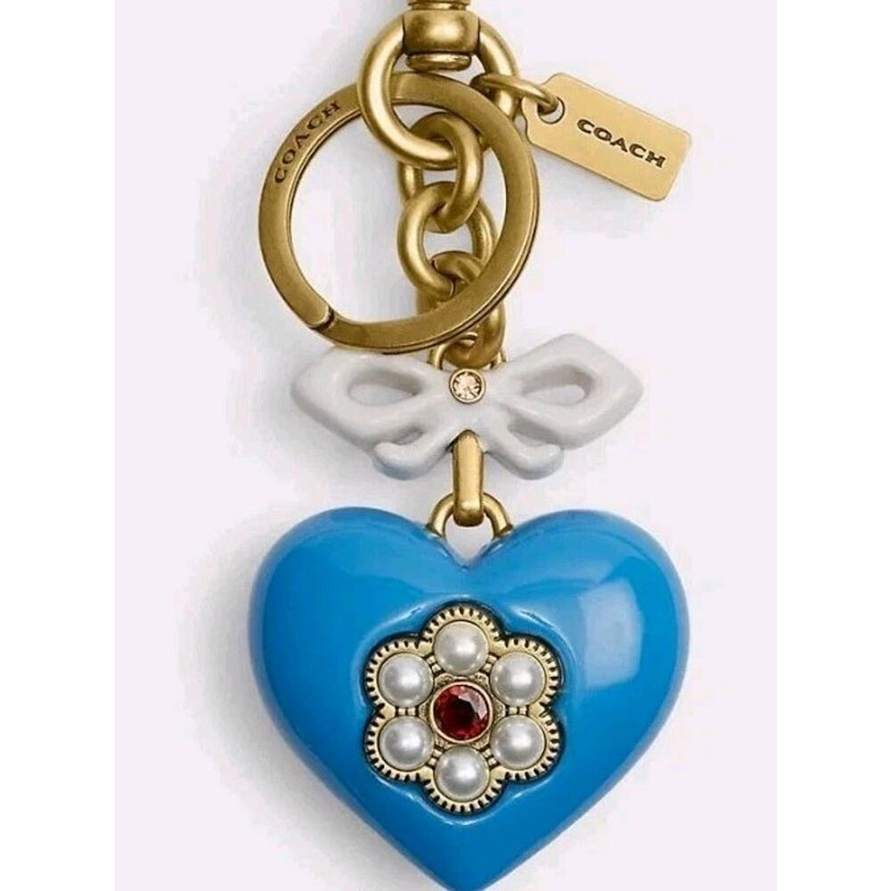 Coach Fairy Tale Princess Heart Bag Charm Resin/Brass/Blue CBH12 Key Chain NWT